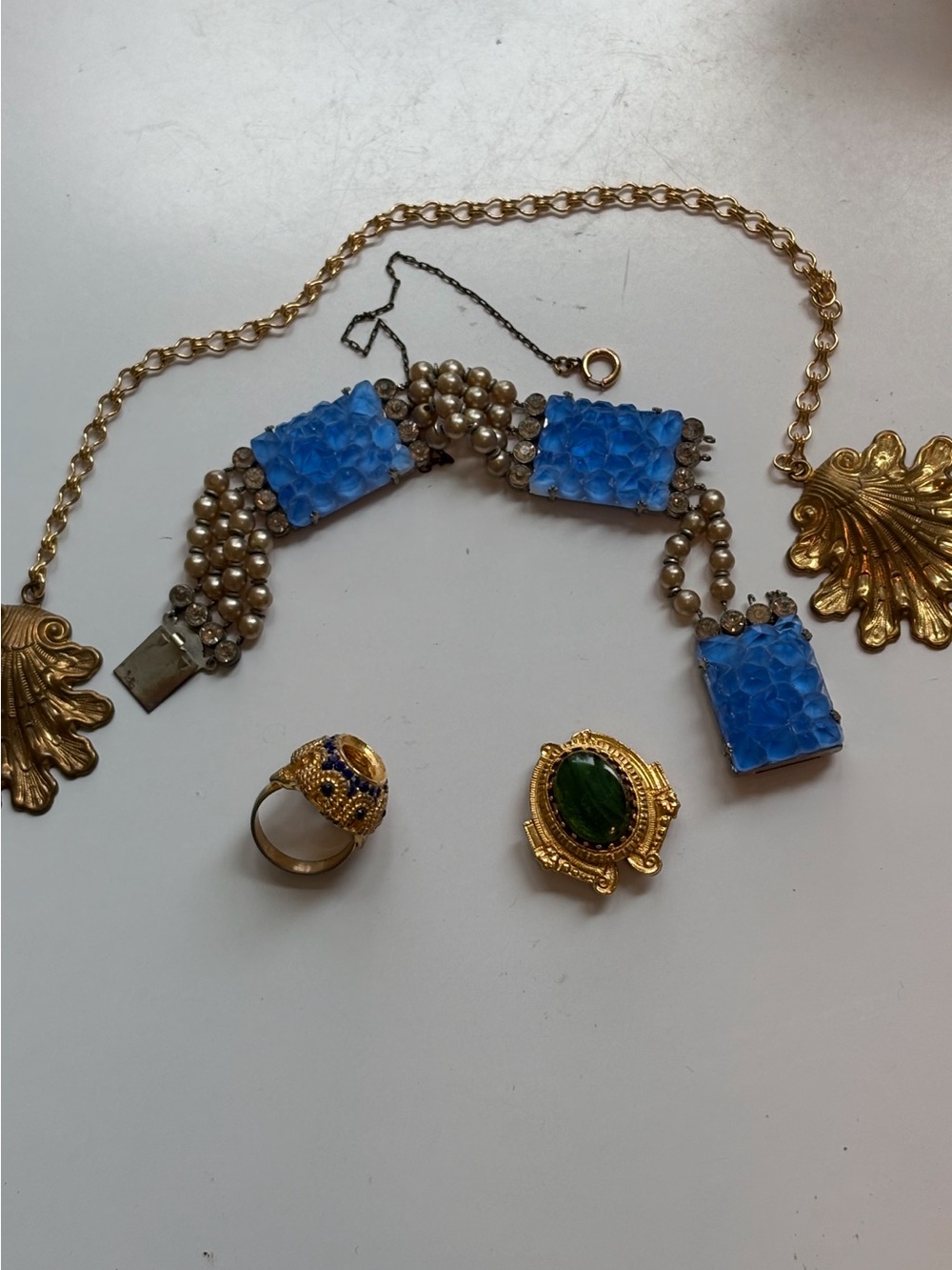 Florenz & Blue Crystals & Gold-Tone Accents For Crafters & Do It Yourselfers